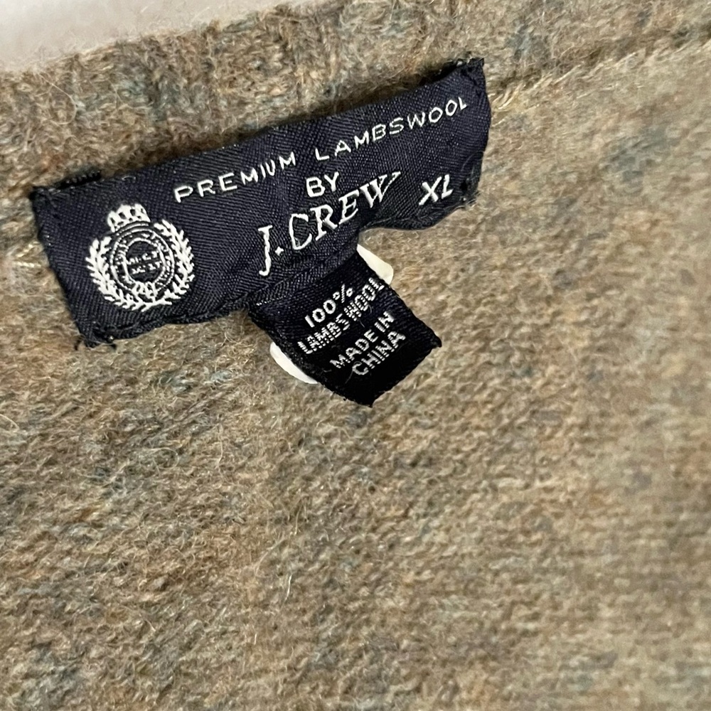 Vintage J. Crew Lambswool Argyle V-Neck Sweater XL - Picture 3 of 5